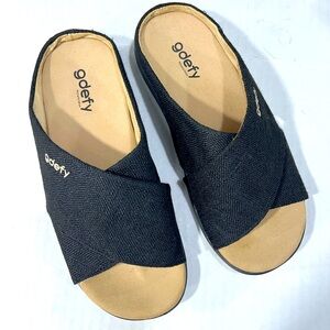 GRAVITY DEFYER BLACK VELTAL SLIDE SANDAL